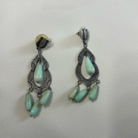 Silver And Stone Dangle Earrings - Picture 1 of 1